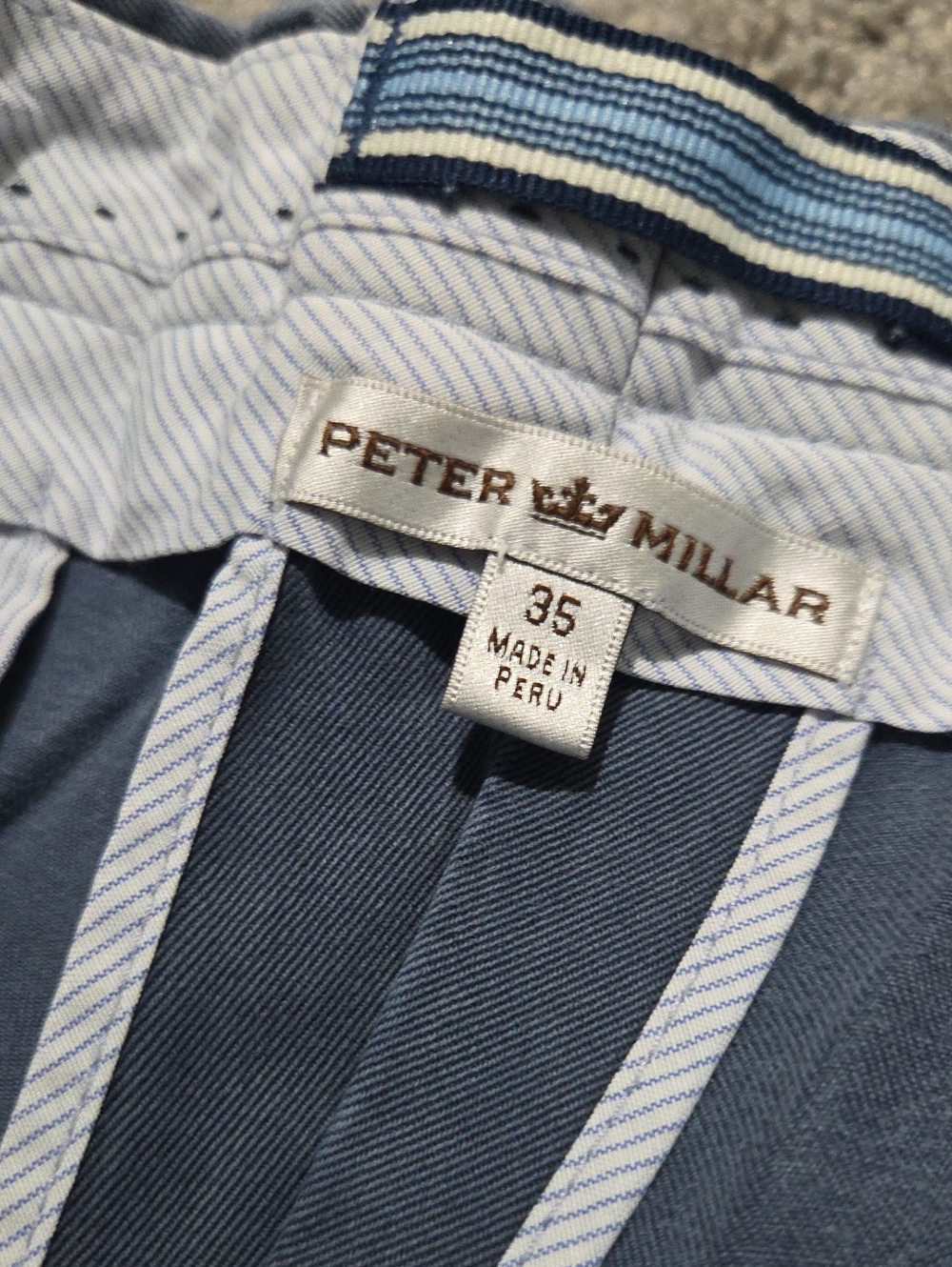 Peter Millar Slate Blue Chino Shorts Flat Front Men Size 35 - Picture 5 of 8